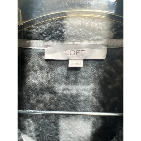 Vinatge Loft Women Snap 1/4 Button Collar Sherpa Sweater Black/White Size M NWOT - Picture 8 of 11